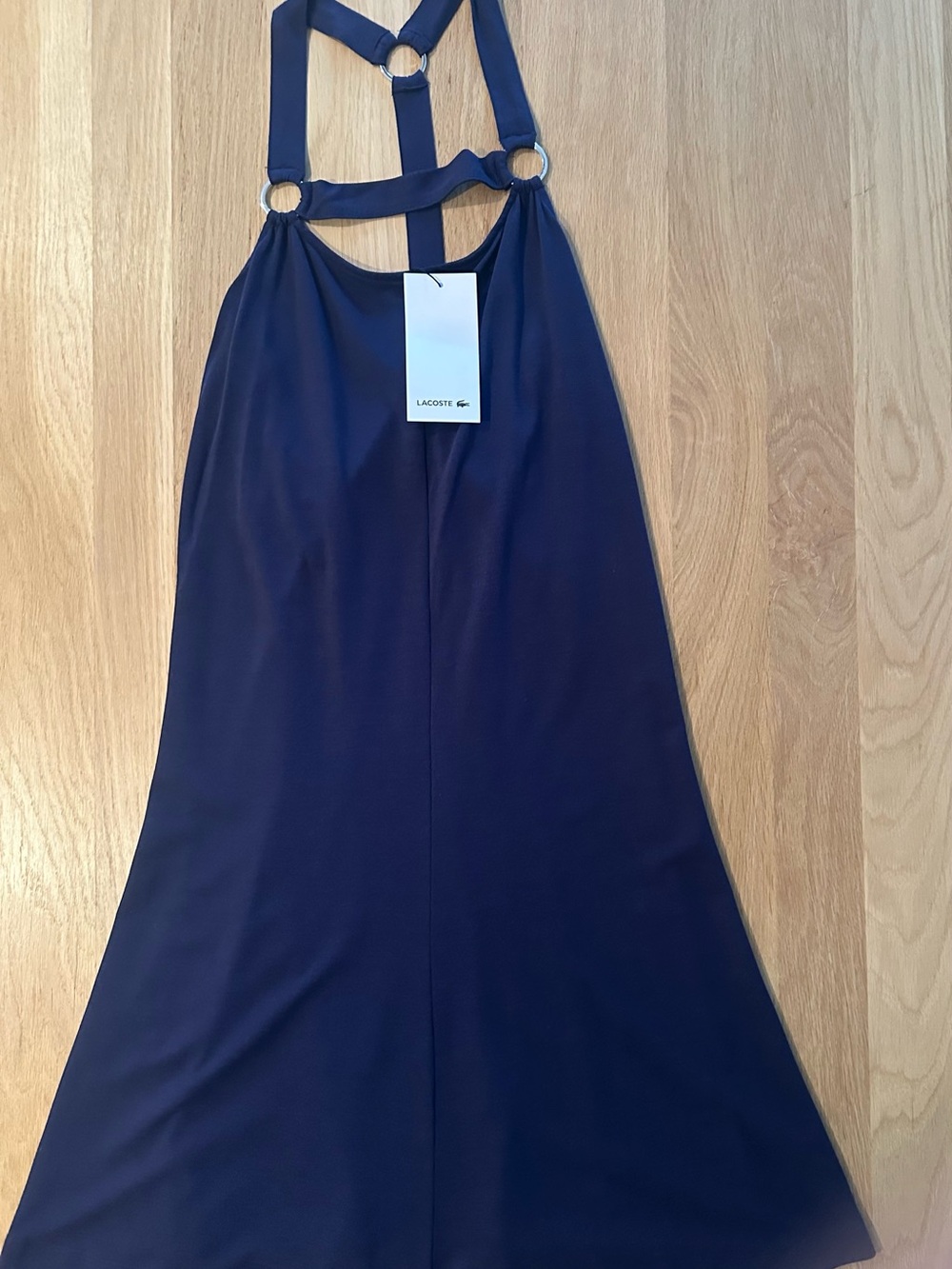 Lacoste Pique Navy Dress with Ring Details, new, size 10